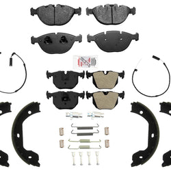 Front & Rear Disc Brake Pads Parking Shoes For BMW X5 2002-2006 4.6L 4.8L V8