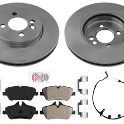 Premium Front Disc Brake Rotors Pads Sensors for Mini Cooper Base 2009-2010