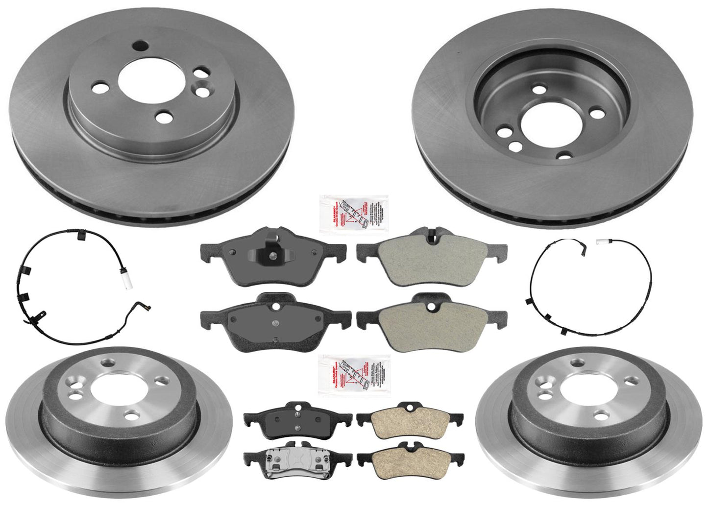 F&R Disc Brake Rotors Pads Sensors for Mini Cooper Base Hatchback 2007-2008
