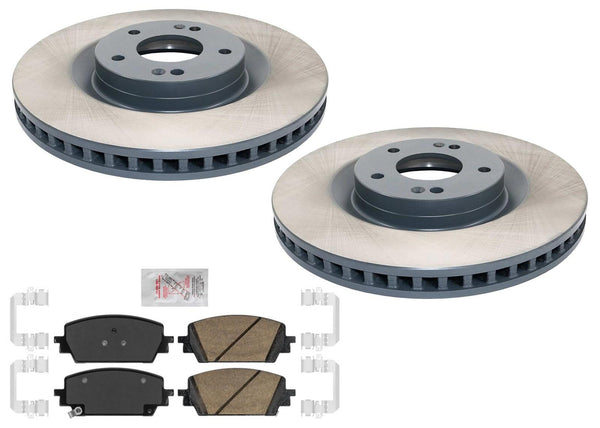 Front Coated Disc Brake Rotors & Disc Brake Pads For Hyundai Santa Fe 2021-2024