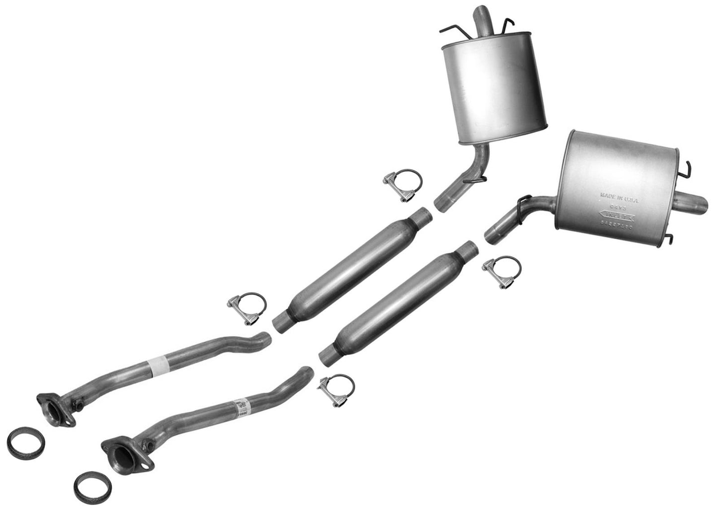 Front Resonator Left Right Dual Rear Muffler for Cadillac CTS 2004-2007 3.6L