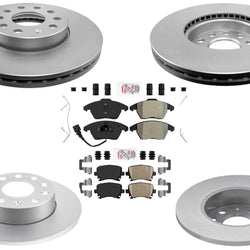 Ft & Rr Coated Brake Disc Rotors Brake Pad Set for Volkswagen Rabbit 2006-2009