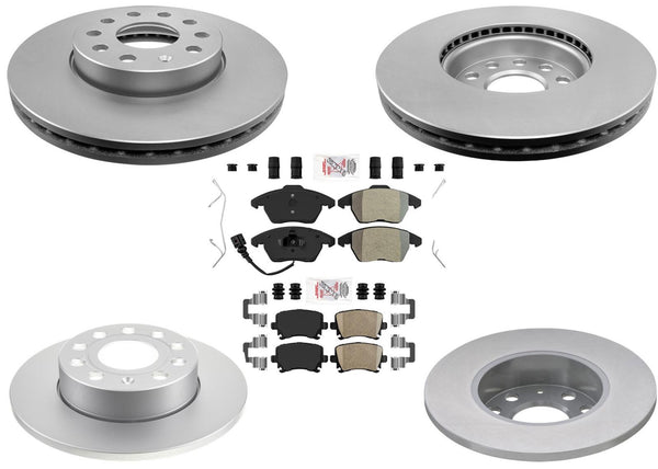 Ft & Rr Coated Brake Disc Rotors Brake Pad Set for Volkswagen Rabbit 2006-2009