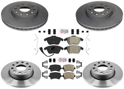 Ft & Rr Carbon Brake Disc Rotors Brake Pad Set for Volkswagen Rabbit 2006-2009