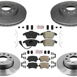 Ft & Rr Carbon Brake Disc Rotors Brake Pad Set for Volkswagen Rabbit 2006-2009