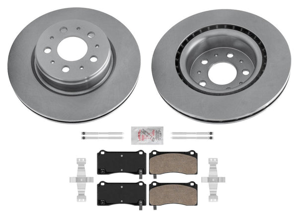 Front Coated Brake Disc Rotors Disc Brake Pads for Tesla 3 17-24 Grey Caliper