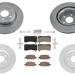 Ft & Rr Coated Brake Disc Rotors Disc Brake Pads for Tesla 3 17-24 Grey Caliper