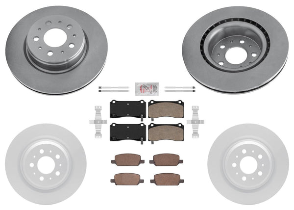 Ft & Rr Coated Brake Disc Rotors Disc Brake Pads for Tesla 3 17-24 Grey Caliper