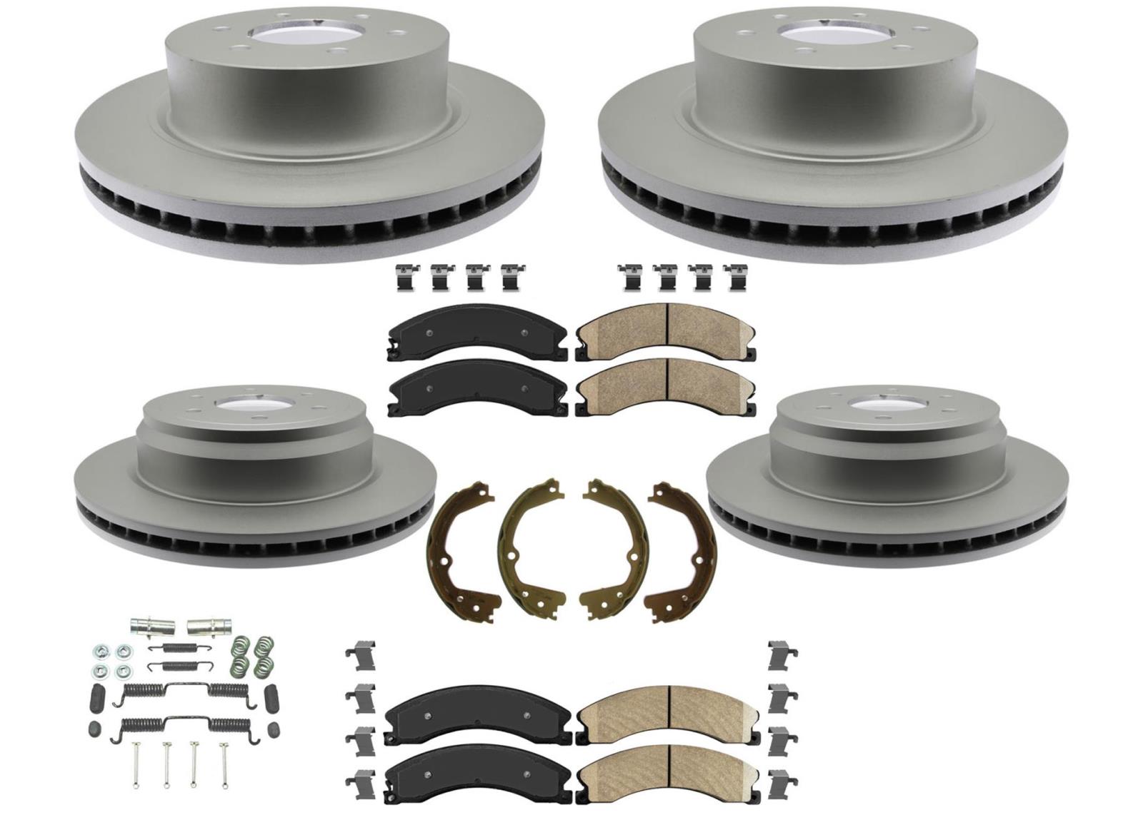 AmeriBRAKES Pastillas de freno W rotores de freno delantero y trasero para Nissan Titan XD 2015-2023
