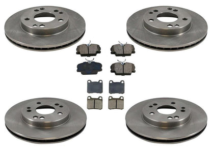 88-93 190E Sin control de deslizamiento Rotores delanteros y traseros y pastillas de freno de disco Kit de 6 piezas