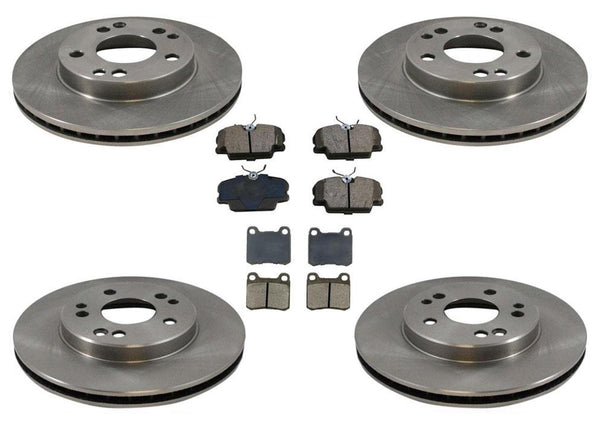 88-93 190E Without Skid Control Frt & Rr Rotors & Disc Brake Pads 6Pc Kit