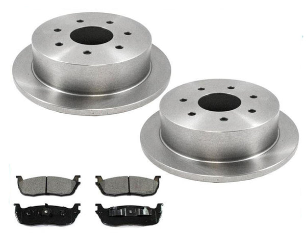 For REAR 97-03 Ford F150 7 Stud Heavy Duty Payload Rear Brake Rotors Ceramic Pad