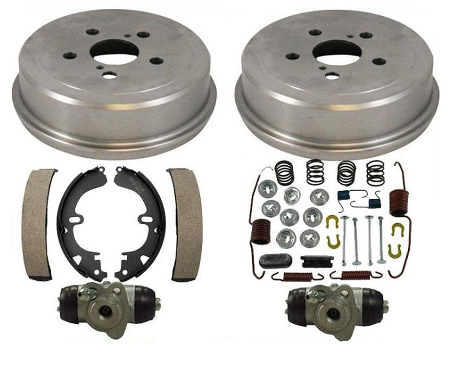 Rear Brake Drums, Shoes, Spring Kit & Wheel Cylinder For 94-97 Toyota Celica