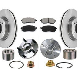 New Front Wheel Hub & Bearings Disc Rotors & Pads Fits For 02-06 Altima 2.5L