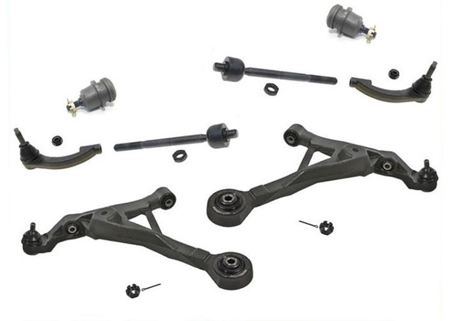 For 95-00 Stratus Lower Control Arms Upper Ball Joints Outer Tie Rod Ends 8pc