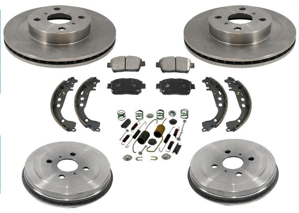 01-03 Prius Front Brake Rotors & Ceramic Brake Disc Pads Drums Shoes 7Pc