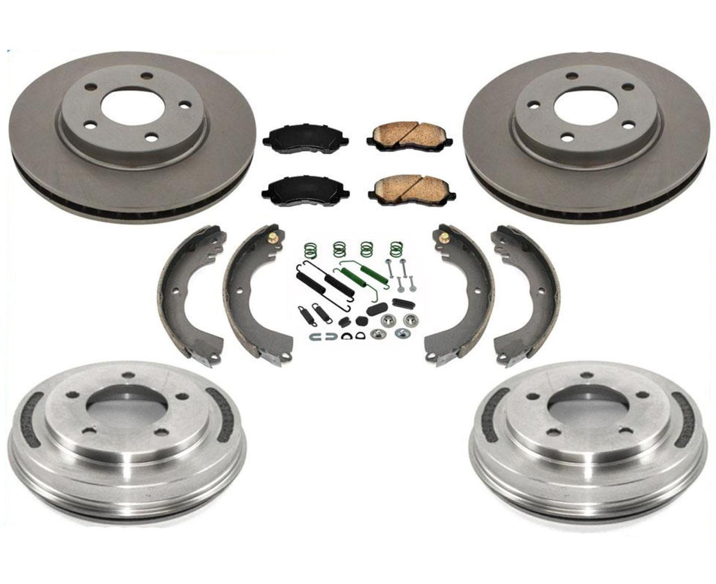 Nuevo Rotores pastillas de freno tambores zapatas de freno Kit de resorte para Mitsubishi Lancer DE 2.0L
