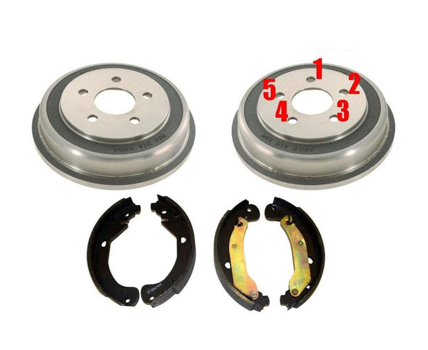 Para Chevrolet HHR 06-08 (2) Kit de 3 piezas de tambores y zapatas de freno trasero de 5 lengüetas solamente