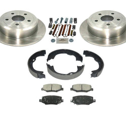 Rear Brake Rotors & Ceramic Brake Pads,Parking Brake Shoes for 07-17 Wrangler