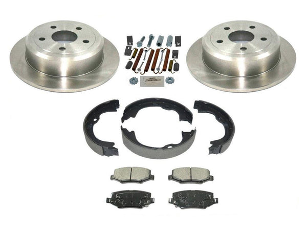 Rear Brake Rotors & Ceramic Brake Pads,Parking Brake Shoes for 07-17 Wrangler