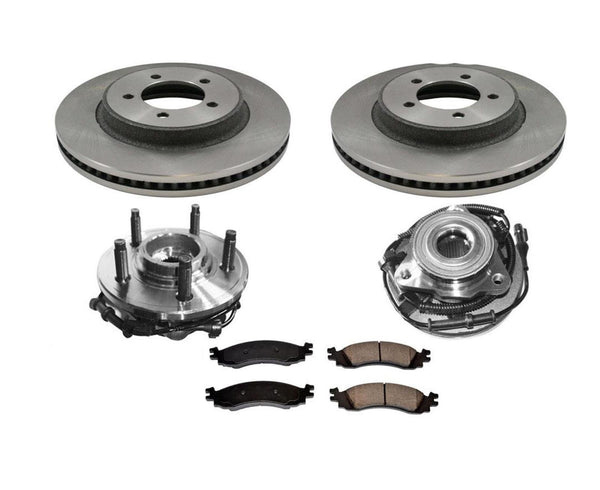 For 2006-2010 Ford Explorer Frt Wheel Hub Bearing Hubs Rotors Ceramic Pads