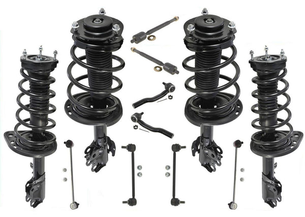 Fits 2007-2011 Camry 4cyl Front & Rear Complete Strut Assembly Tie Rods & Links