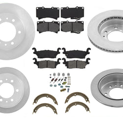 Para 06-10 Hummer H3 F & R Rotores y pastillas de freno Zapatas de emergencia Resortes de freno 8 piezas