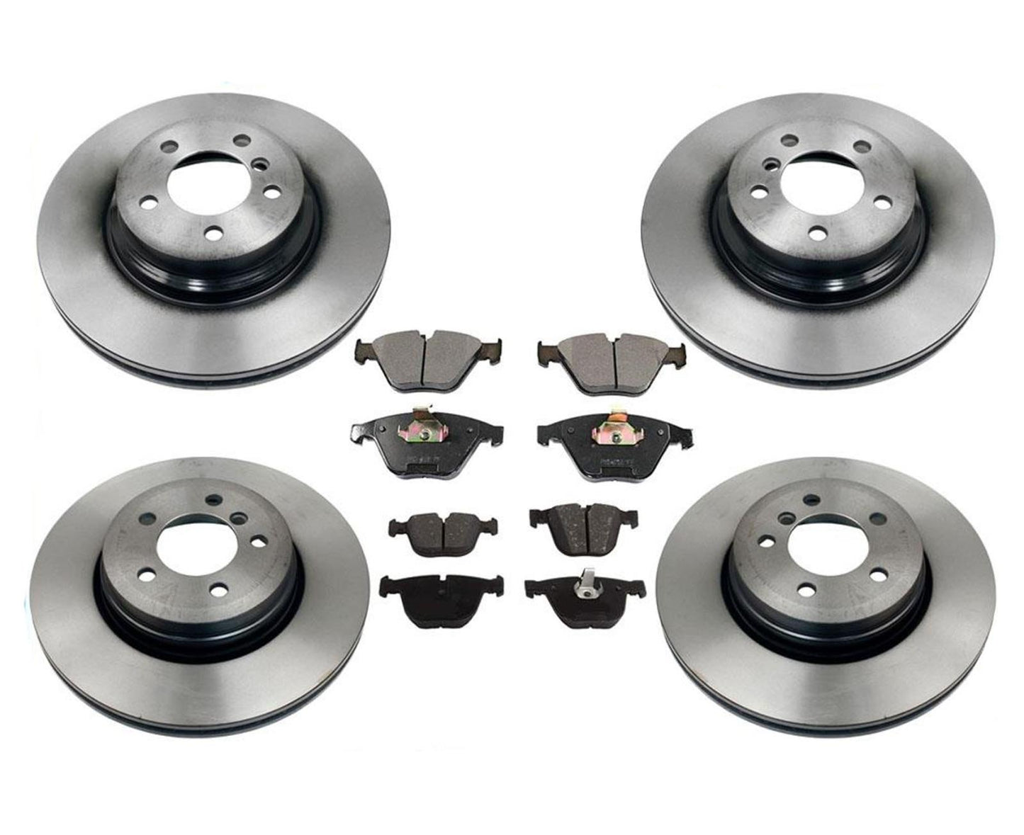 F&amp;R Rotores de freno de disco y pastillas de cerámica para BMW 750Li 750i 06-08 Kit de 6 piezas