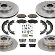 for 02-04 Honda CRV F & R Disc Brake Rotors Ceramic Pads Parking Shoes Springs