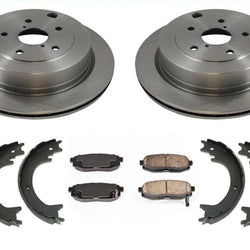 06-14 B9 Tribeca (2) Rotores de disco de freno trasero y pastillas de cerámica Zapatas de freno de estacionamiento