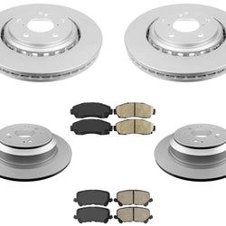 Front & Rear Coated Rotors & Ceramic Brake Pads For Honda Passport 2019-2024
