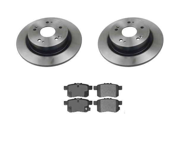 (2) Rear Brake Rotors & Ceramic Brake Pads for Acura & Honda 2011-2014