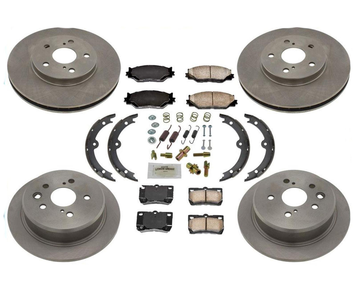 Se adapta a Lexus IS250 06-08 100% nuevos rotores de freno delanteros y traseros y pastillas de cerámica 8 piezas