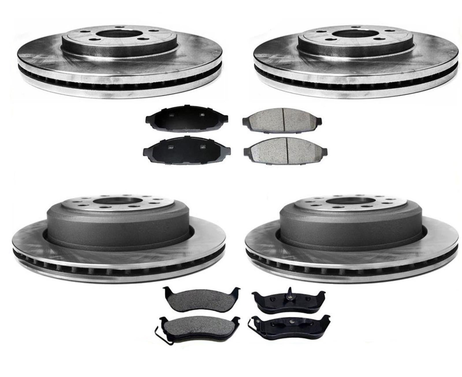 Frt & Rr Brake Rotors & Ceramic Brake Pads for Lincoln Town Car 03-2011 No Limo