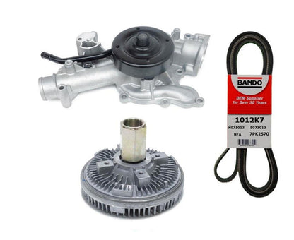 Water Pump Fan Clutch & Serpentine Belt With A/C For 2003-2008 Ram Pick Up 5.7L