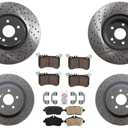 Front Rear Drilled Disc Brake Rotors Brake Pads for Mercedes CLA45 AMG 2014-2019