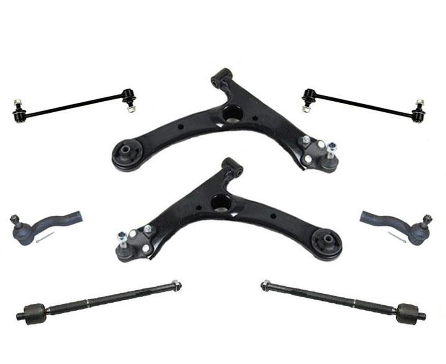Control Arms Ball Joints Tie Rods Sway Bar Links 8Pc Chassis Kit Corolla FWD