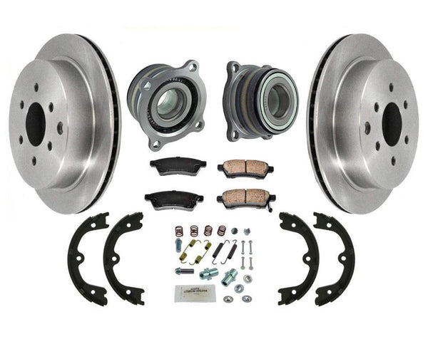 Almohadillas de rotores de disco trasero 100% nuevas con rodamiento de rueda trasera para Nissan Xterra 05-15