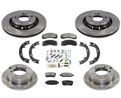 Front Rear Rotors Pads Shoes Spring Kit for Mitsubishi Outlander 2.4L 2005-2006