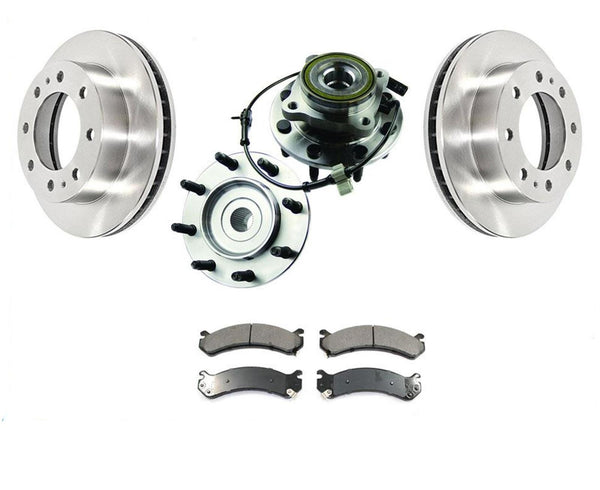 Front Hub & Bearings Brake Disc Rotors Ceramic Pads for 08-09 Hummer H2