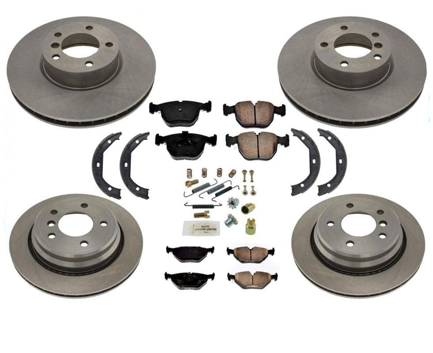 Brakes Disc Rotors Ceramic Pads Springs Park Shoes For 2001 2002 2003 BMW 530i