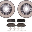 Coated Front Disc Brake Rotors Pads For 17-24 Audi Q7 Q8 375MM 6 Piston Caliper