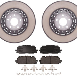 Coated Front Disc Brake Rotors Pads For 17-24 Audi Q7 Q8 375MM 6 Piston Caliper