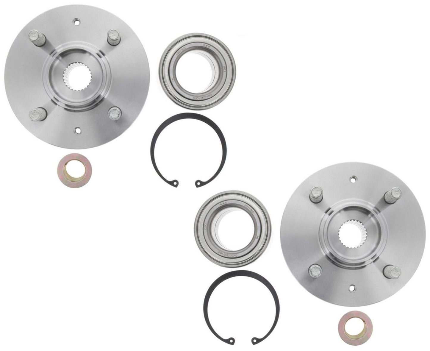 2 Front Wheel Hub and Bearing Kit For 2001 2002 2003 2004 2005 Honda Civic 1.7L