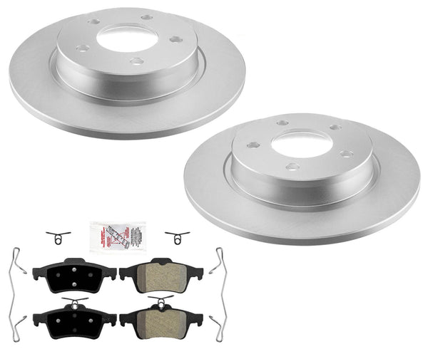 Rear GEO Coated Brake Disc Rotors Ceramic Pads For 2006 2008 2010 2013 Mazda 3