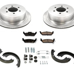 Rear Brake Disc Rotors,Ceramic Pads & Parking Shoes For 04-2008 Ford F150 6 Stud