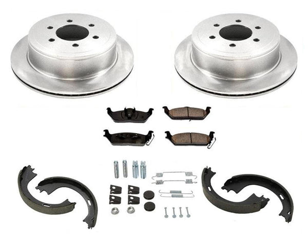 Rear Brake Disc Rotors,Ceramic Pads & Parking Shoes For 04-2008 Ford F150 6 Stud