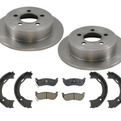 Rear Brake Rotors & Ceramic Brake Pads Parking Brake For 2003-2007 Jeep Liberty