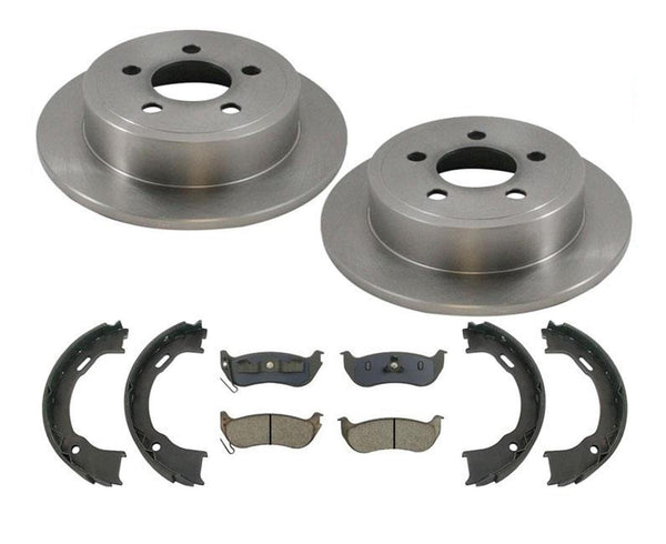 Rear Brake Rotors & Ceramic Brake Pads Parking Brake For 2003-2007 Jeep Liberty