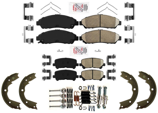 Front & Rear Disc Brake Pads Parking Shoes for Acura MDX 2007 2010 2011 2013